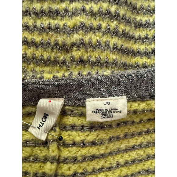 Anthropologie MOTH Sweater Yellow Silver Stripe Retro 40s Coquette Fall Winter - Picture 9 of 10